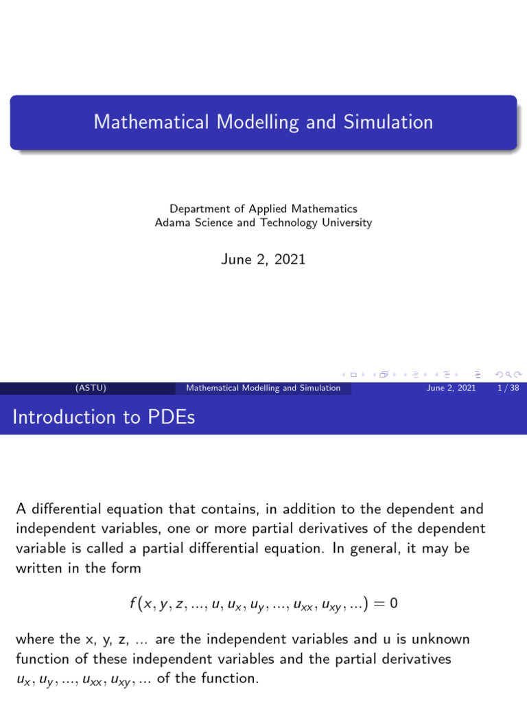 Math-Model(PDEs) | PDF | Partial Differential Equation | Equations