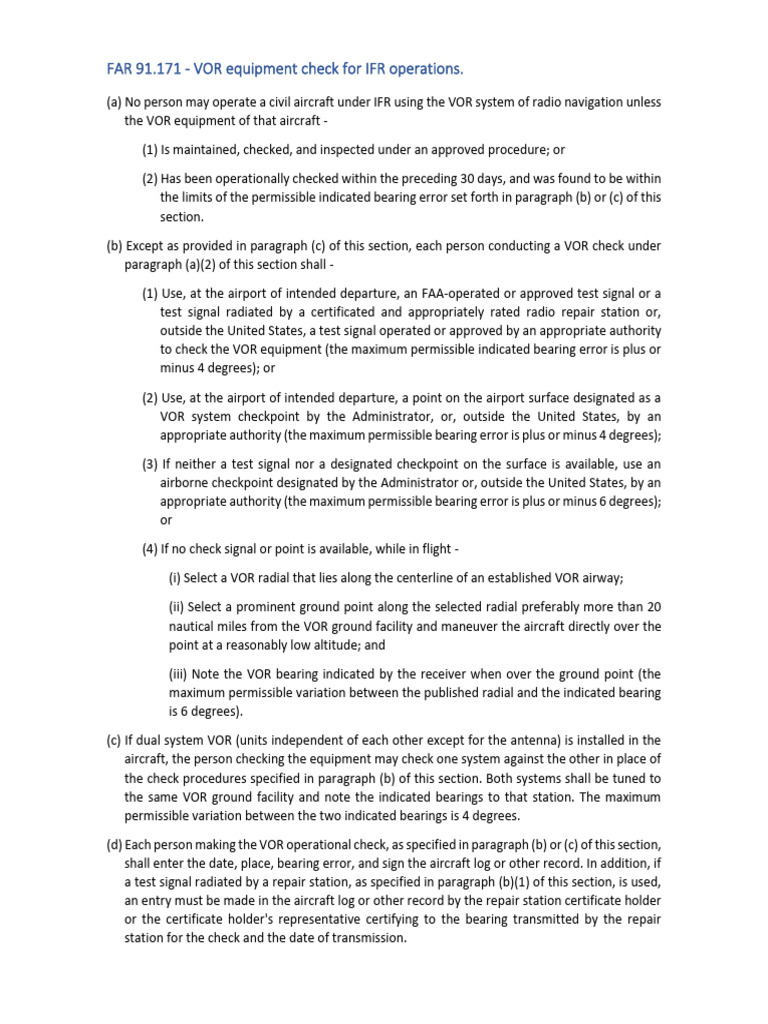Far 91.171 | PDF | Instrument Flight Rules | Telecommunications Engineering