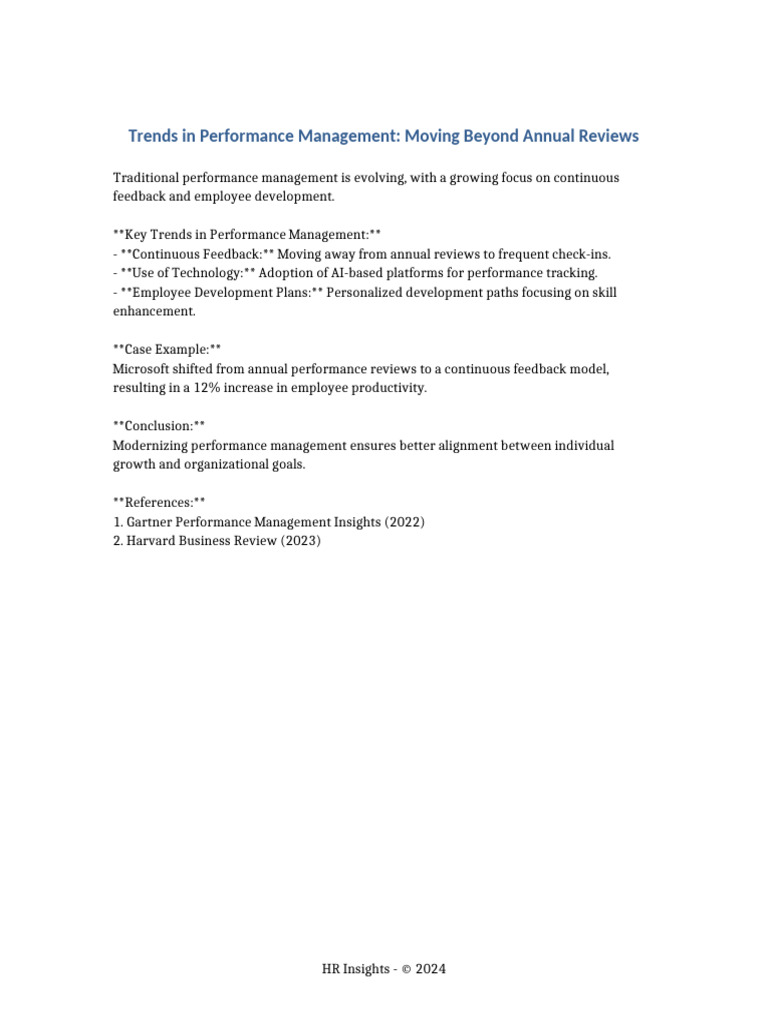 Evolving Trends in Performance Management | PDF