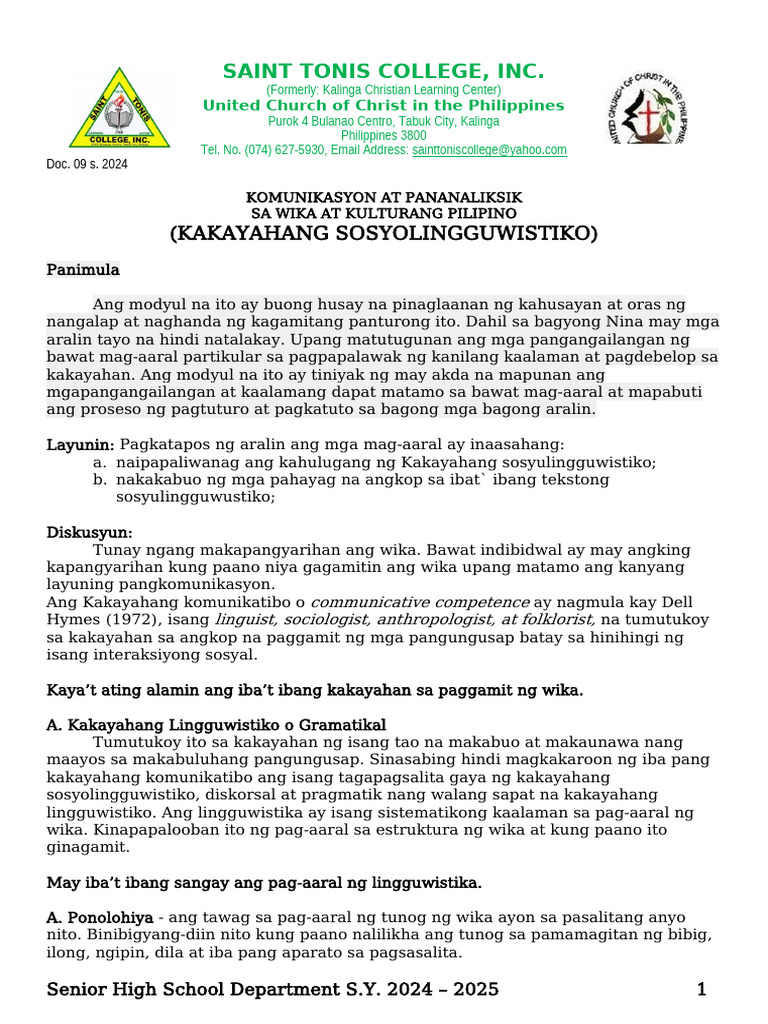 Filipino11 Module 2 Pdf