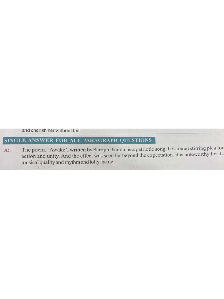 Single Answer Paragraph Questions | PDF