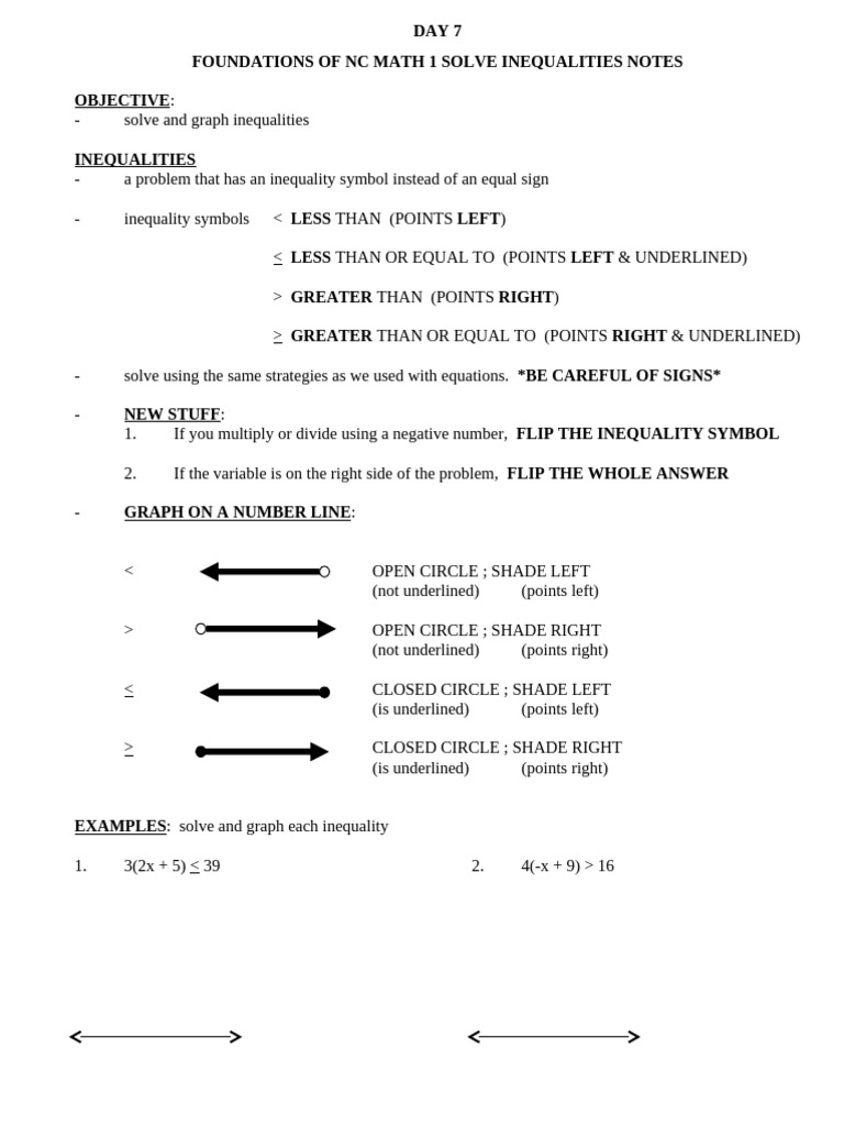 Inequalities Notes (Day 6) | PDF