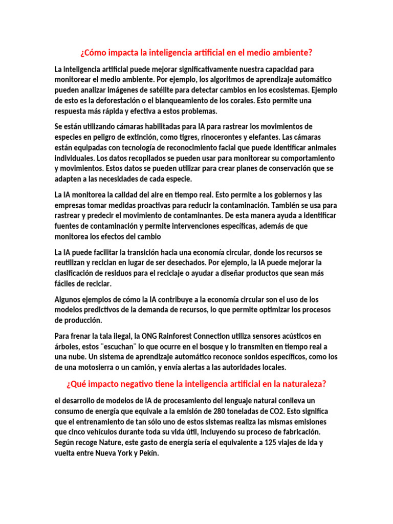 IA y su impacto en el medio ambiente | PDF | Inteligencia artificial ...