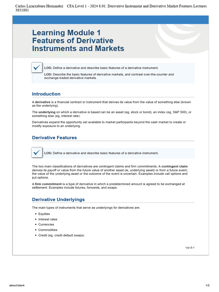 Derivative Instruments and Markets Overview | PDF | Derivative (Finance ...