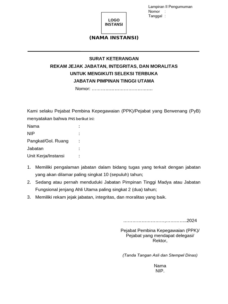 Surat Keterangan Rekam Jejak PNS | PDF