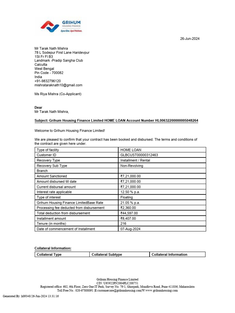 Welcome Letter HL00632200000005048264 5302973 | PDF