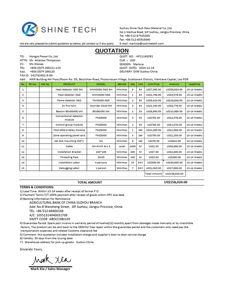 Quotation for Fire Safety Equipment | PDF