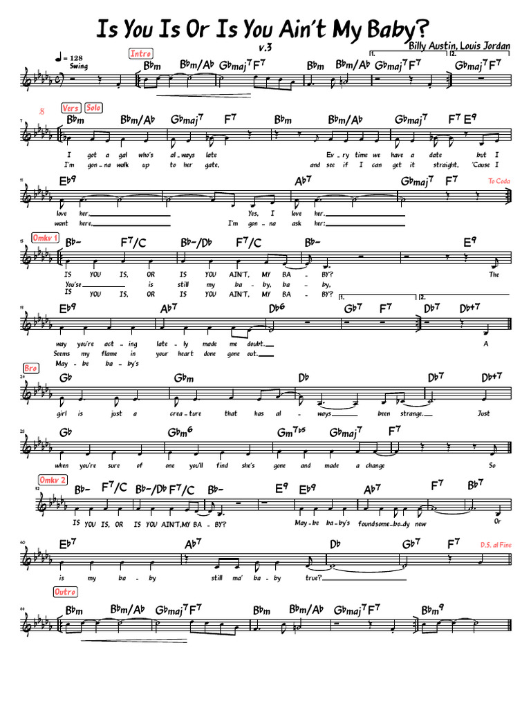 Is you is or is you aint my baby bbm leadsheet v3 pdf blues