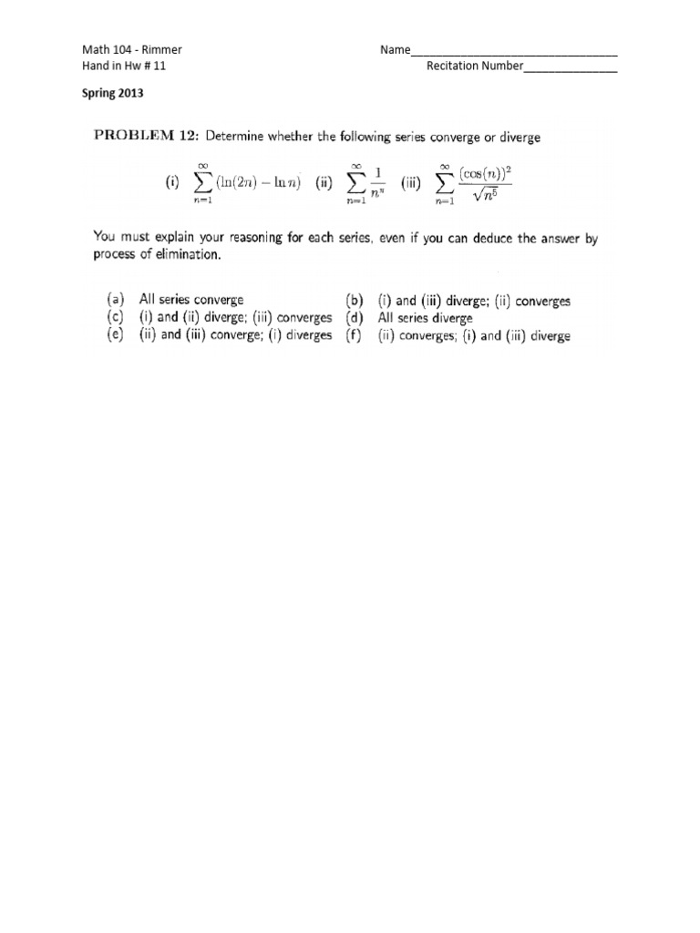 Math 104 Homework Answers Archive | PDF