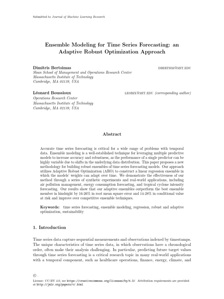 Adaptive Ensemble Modeling for Time Series | PDF | Forecasting ...