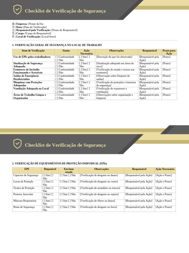 Checklist de Segurança no Trabalho | PDF