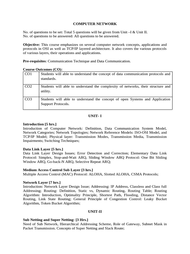 COMPUTER NETWORK | PDF | Computer Network | Transmission Control Protocol