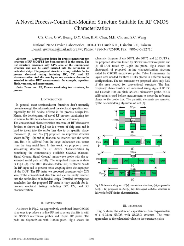 A Novel Process-Controlled-Monitor Structure Suitable For RF CMOS | PDF ...