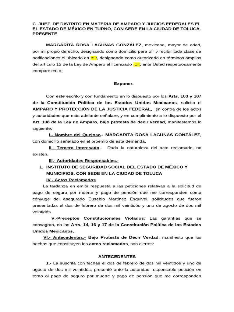 Amparo por Retraso en Pensión en Edomex | PDF | Caso de ley | Judicaturas
