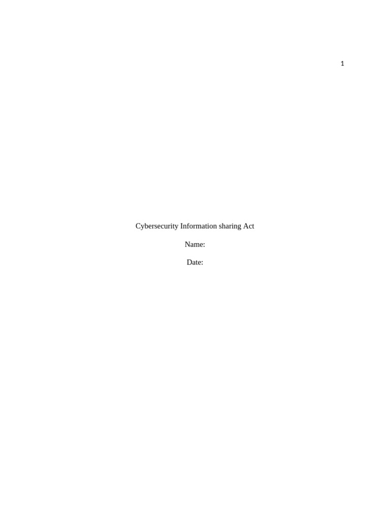 Cybersecurity Information Sharing Ac1 | PDF | Computer Security | Security