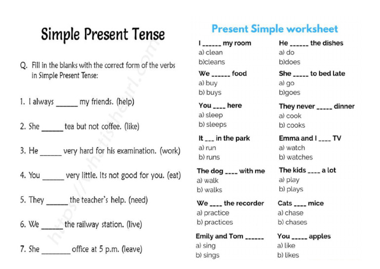Actividad de Ingles Present Simple Septimo A-B | PDF