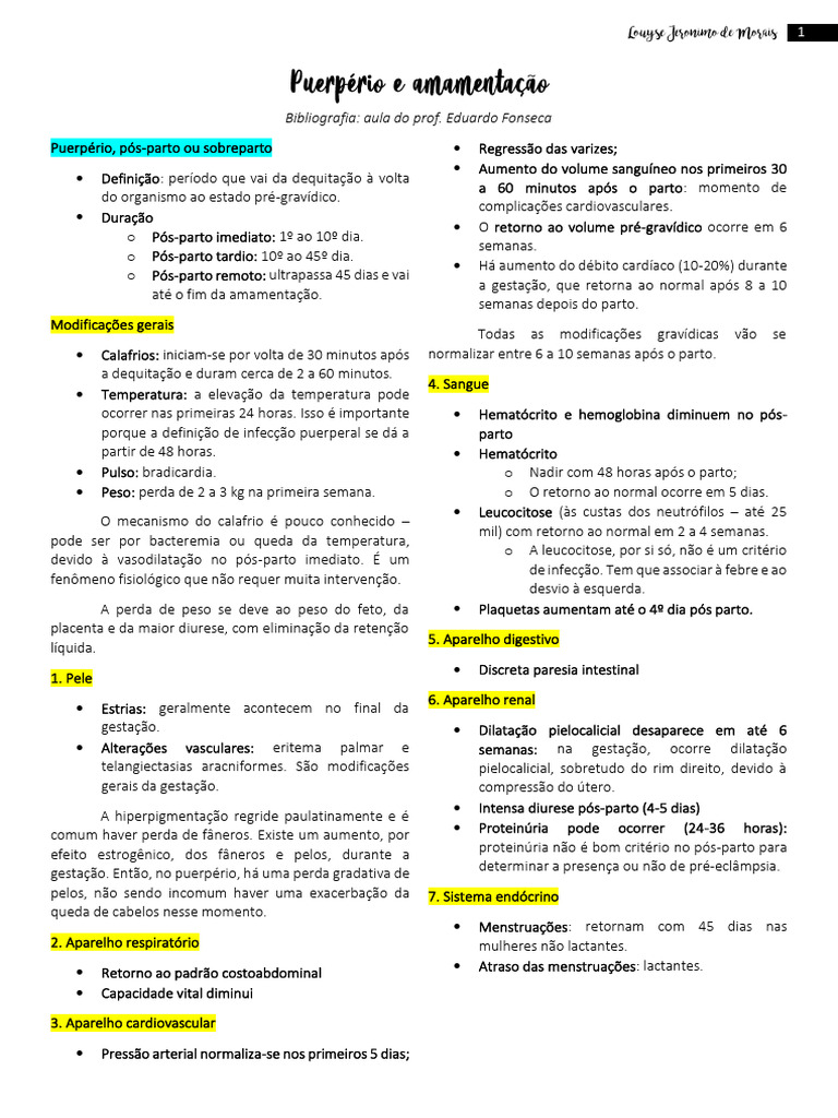 Modificações no Puerpério e Amamentação | PDF | Gravidez | Parto