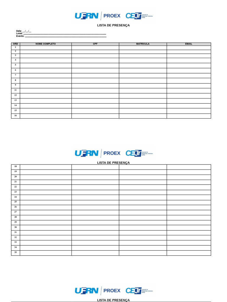 Lista de Presença para Eventos | PDF
