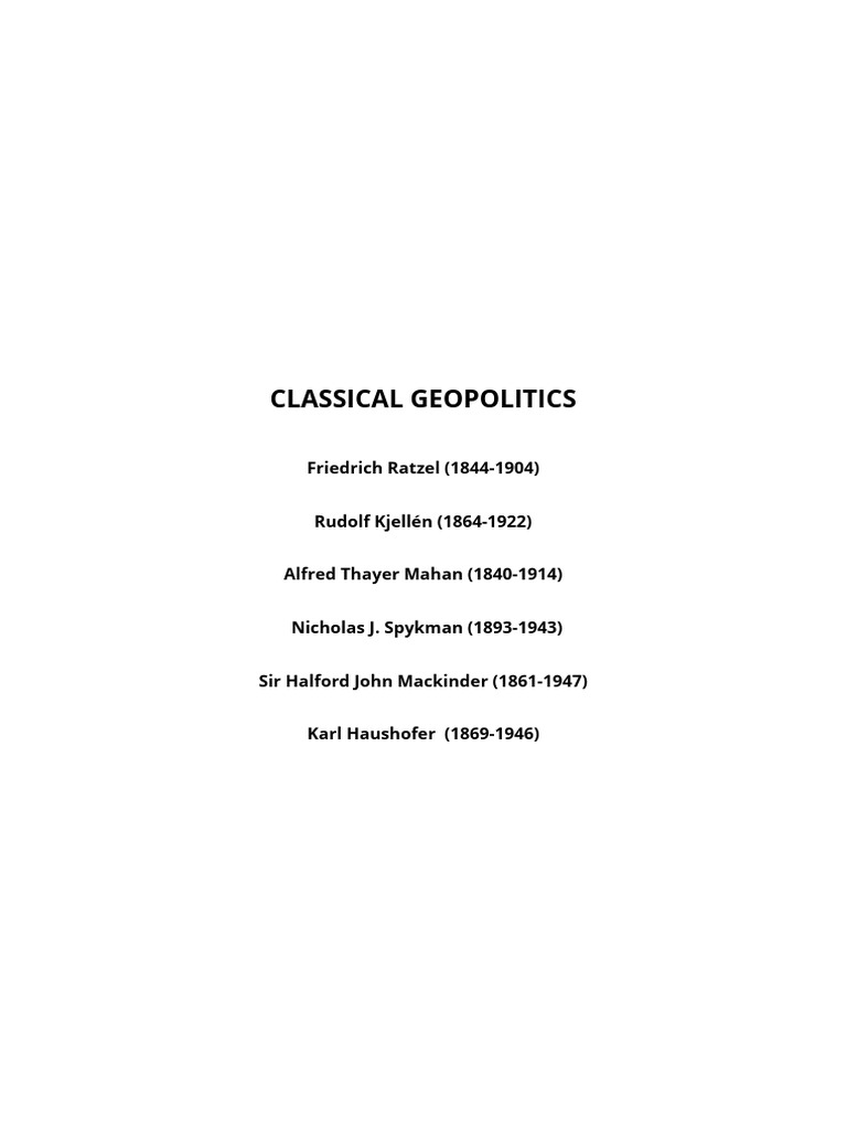 Ratzel's Influence on Classical Geopolitics | PDF | Geopolitics ...