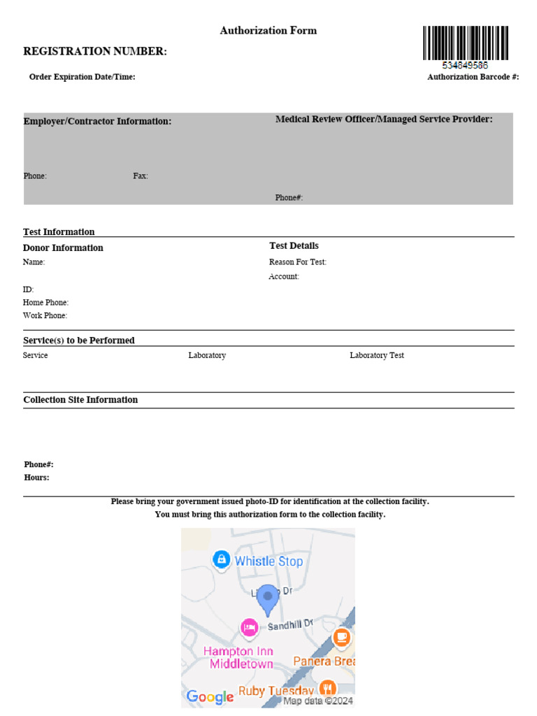 Authorization Form for Drug Testing | PDF