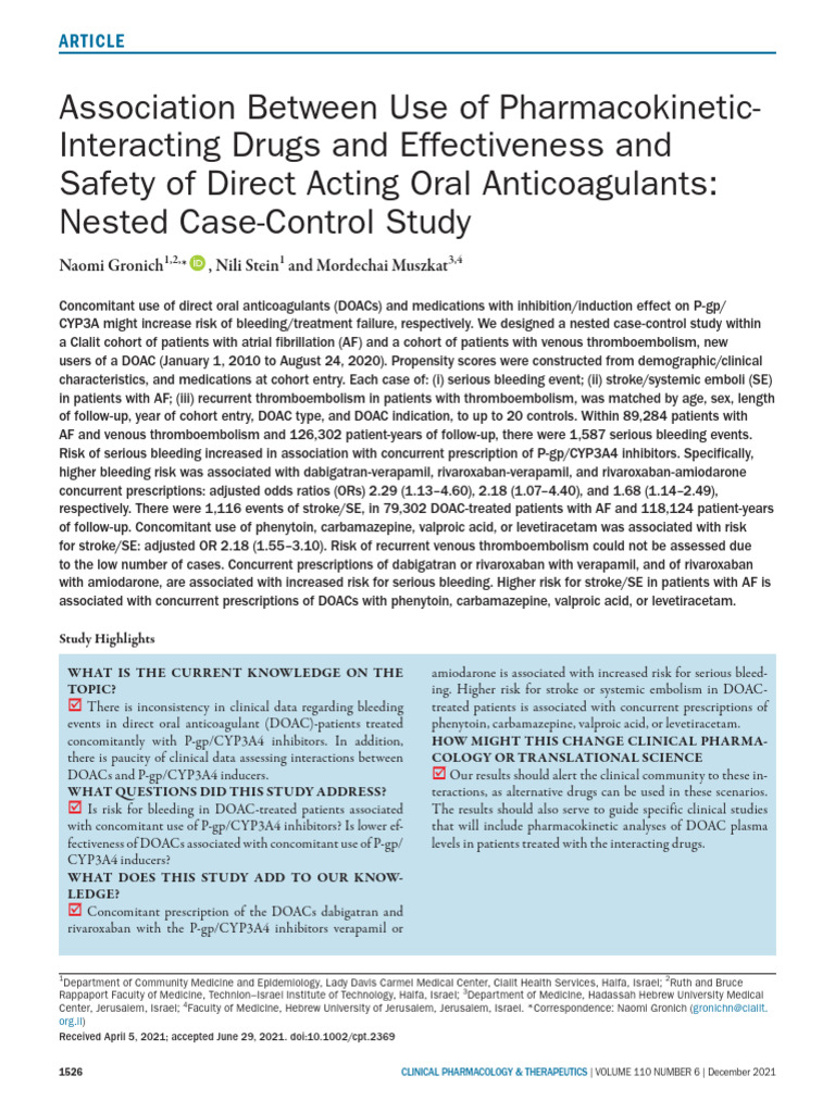 Association Between Use of Pharmacokinetic - Interacting Drugs and ...
