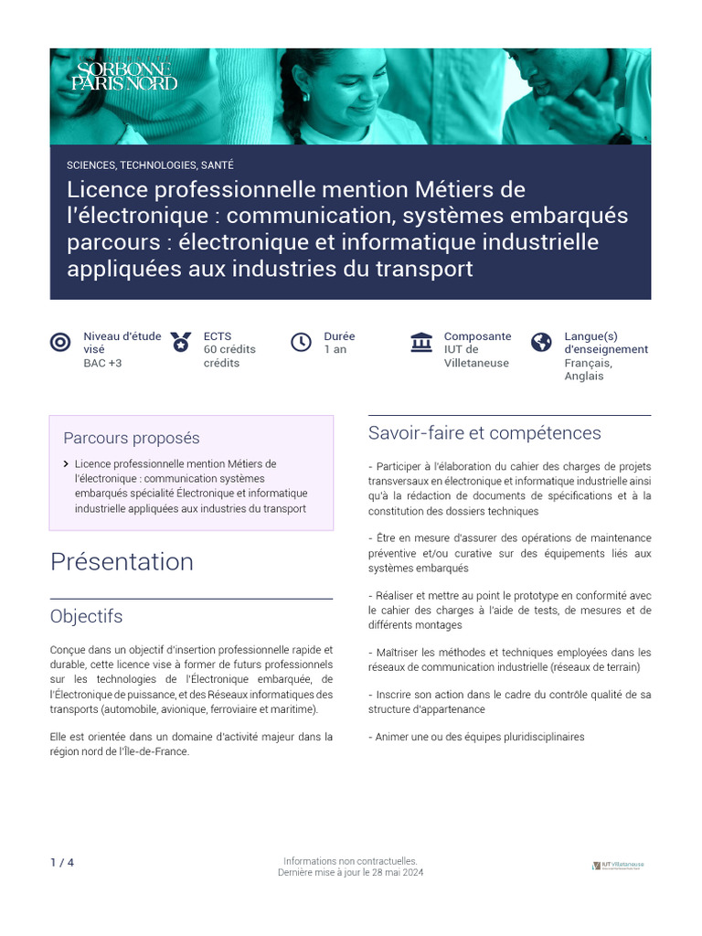 Licence Pro Électronique et Informatique | PDF | Électronique ...