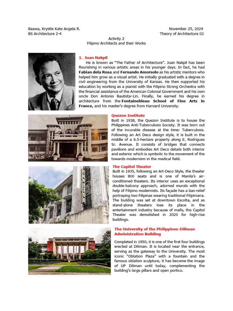 5 Filipino Architects and Their Works | PDF