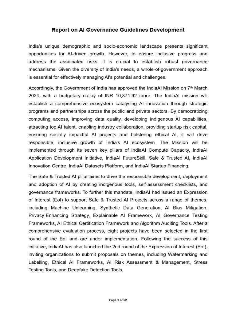 MeitY_AI_Governance_1736333710 | PDF | Artificial Intelligence ...