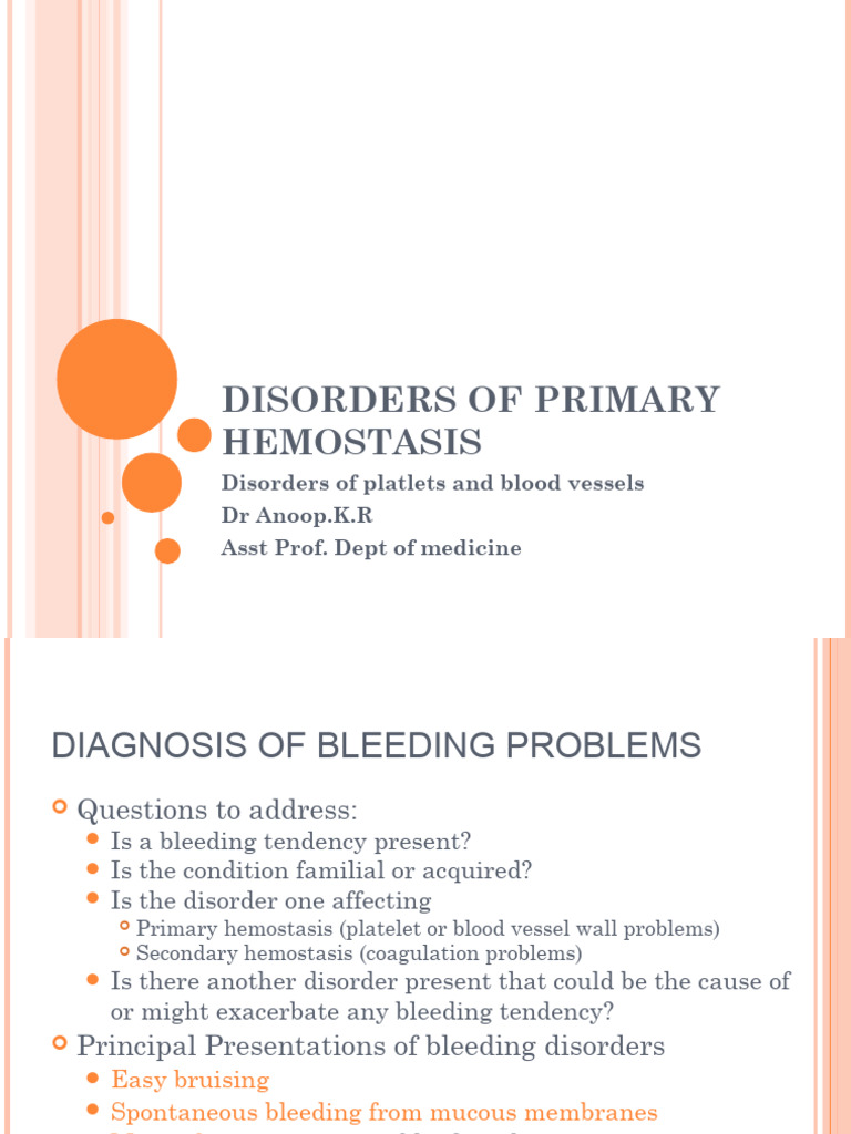 Disorders of Primary Hemostasis: Disorders of Platlets and Blood ...
