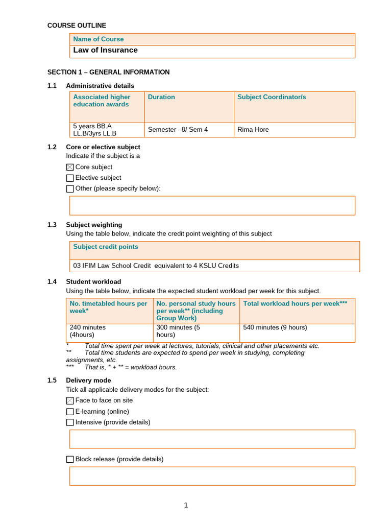 Law of Insurance Course Outline | PDF | Insurance | Life Insurance