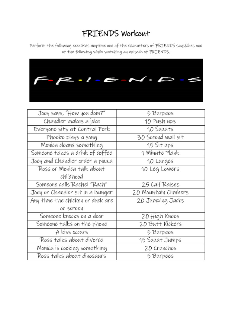 FRIENDS Workout Challenge Guide | PDF
