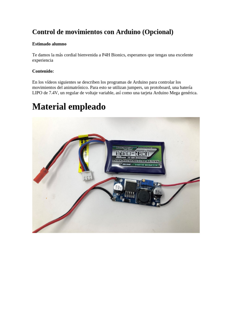 9 - Control de Movimientos Con Arduino (Opcional) | PDF