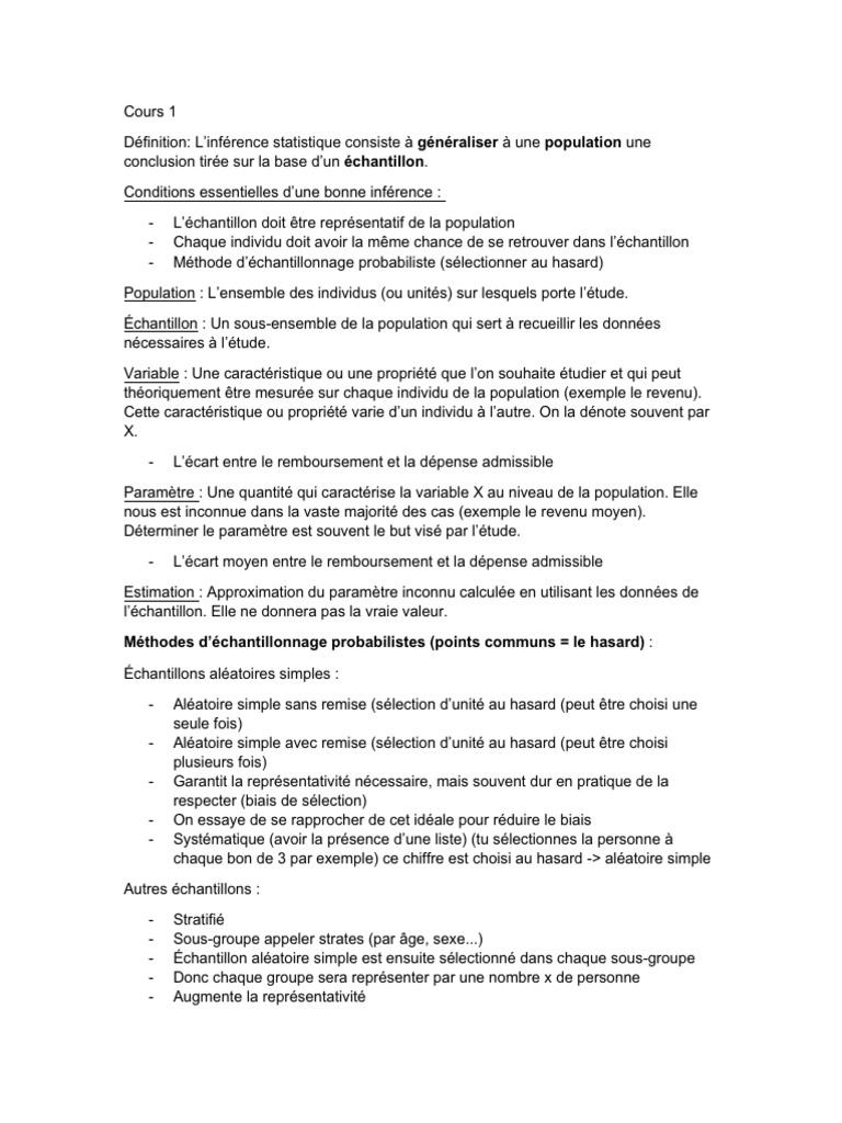 Notes Stats Pour Feuille de Notes | PDF