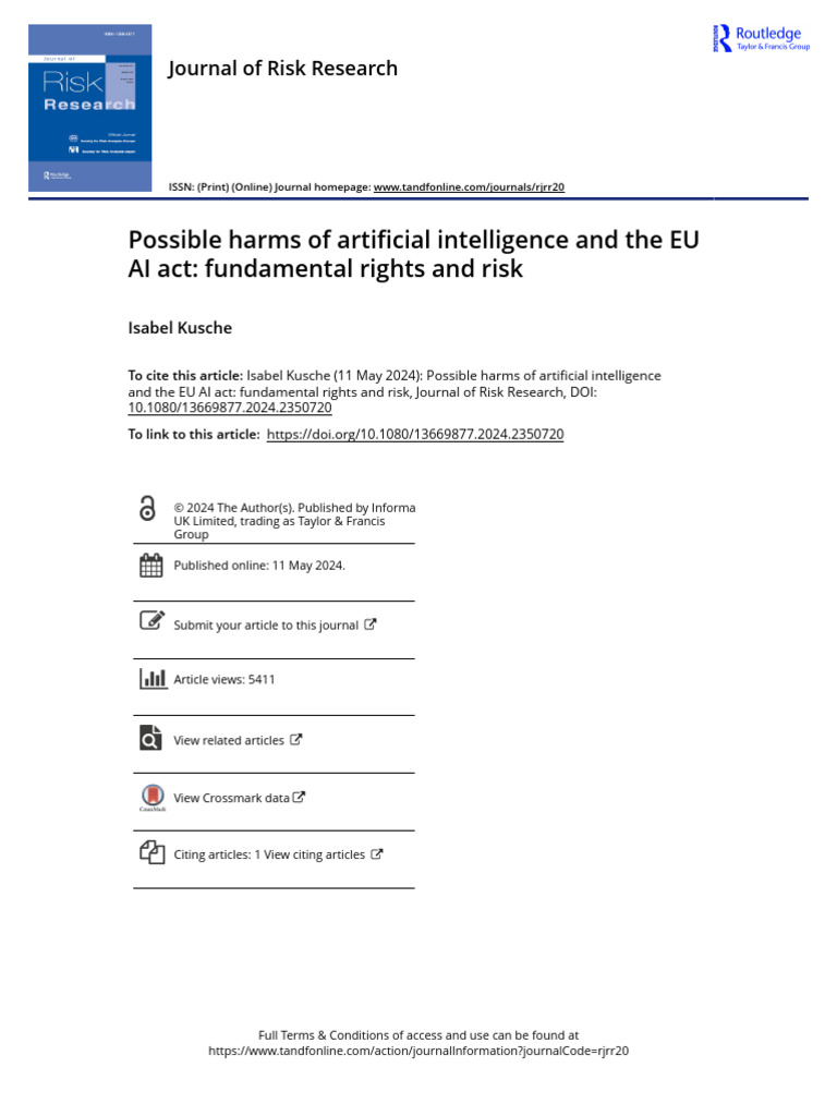 AI Risks and the EU AI Act Explained | PDF | Artificial Intelligence ...