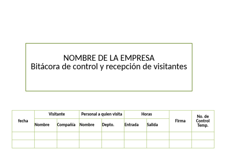 Registro de Visitantes en la Empresa | PDF