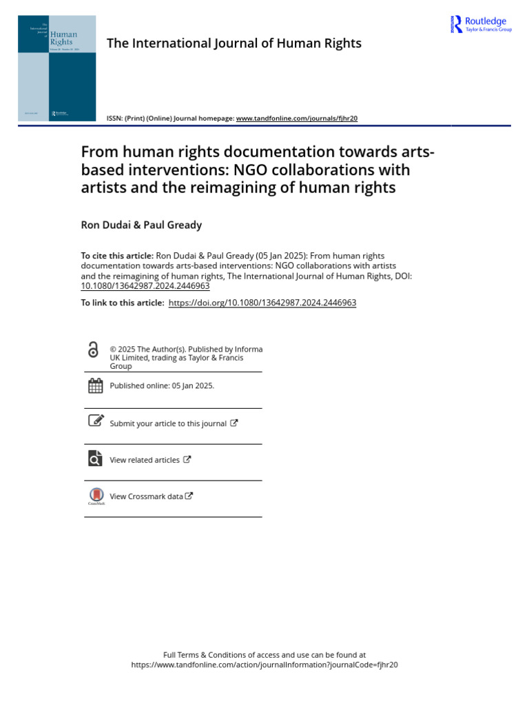 From Human Rights Documentation Towards Arts-Based Interventions NGO ...