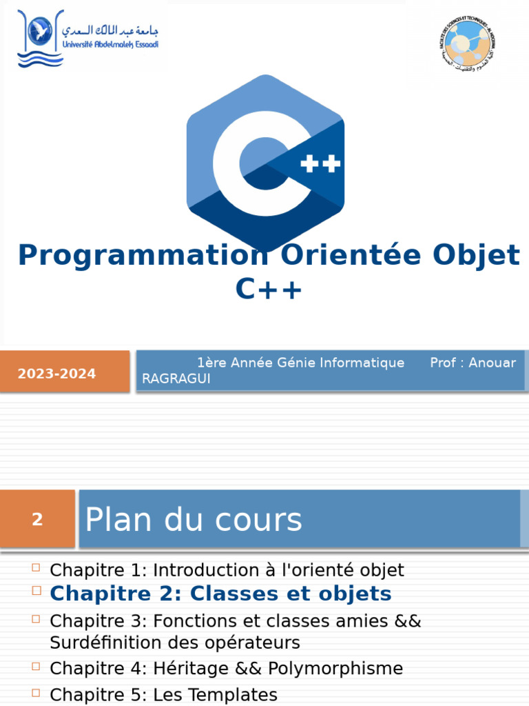 Cours de C++ : Programmation Orientée Objet | PDF | Classe ...