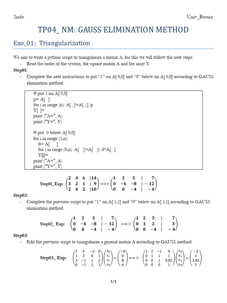 Python Gauss Elimination Guide | PDF