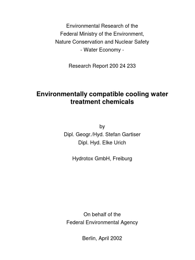 Environmentally Compatible Cooling Water Treatment Chemicals PDF