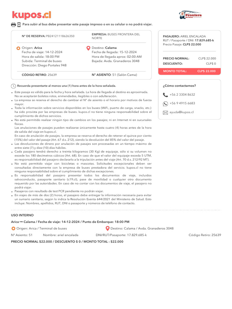14 Dic II | PDF | Pasajero