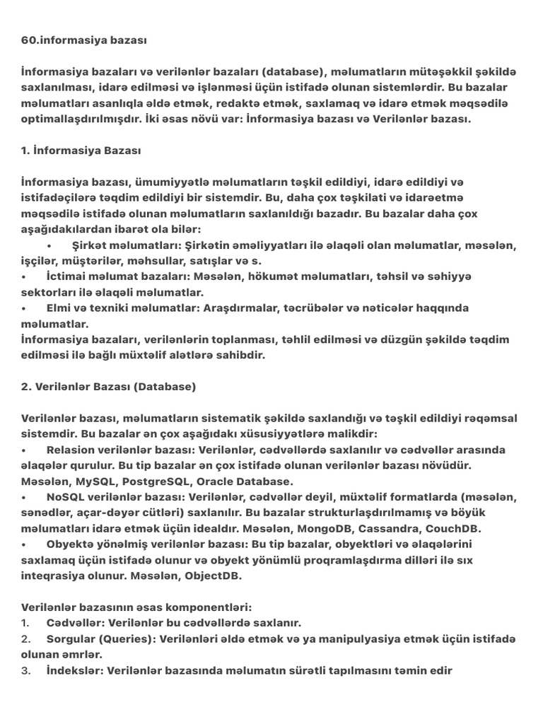 60.informasiya Bazası | PDF