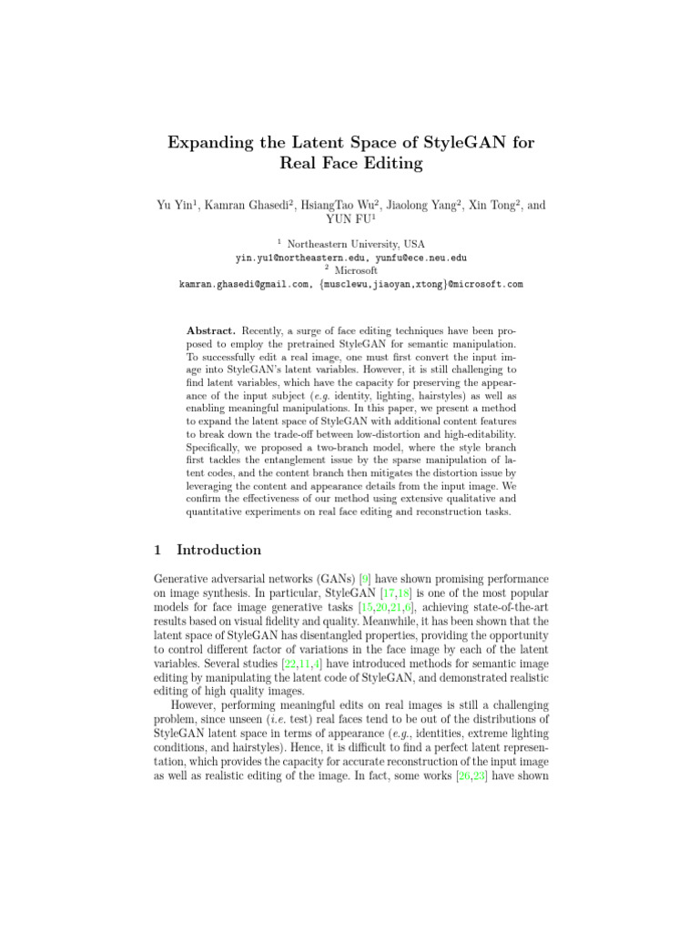 Expanding the Latent Space of StyleGAN for Real Face Editing | PDF ...