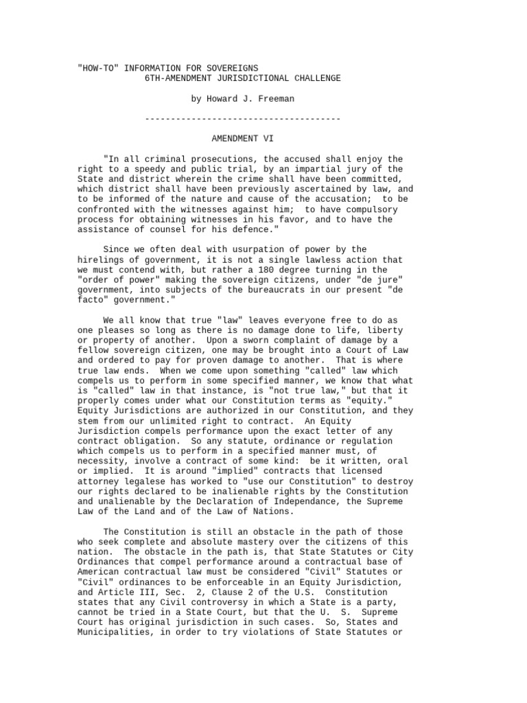 6th Amendment Jurisdictional Challenge | PDF | Jurisdiction | Sixth ...