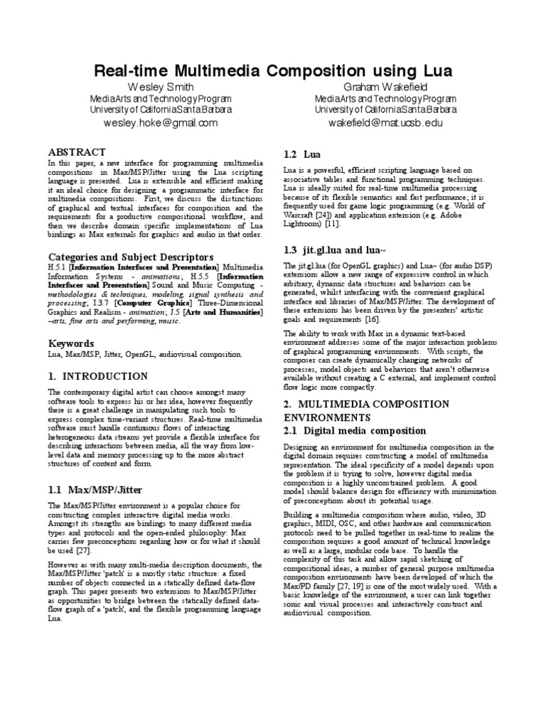 Real Time Multimedia Composition Using Lua Pdf C Programming