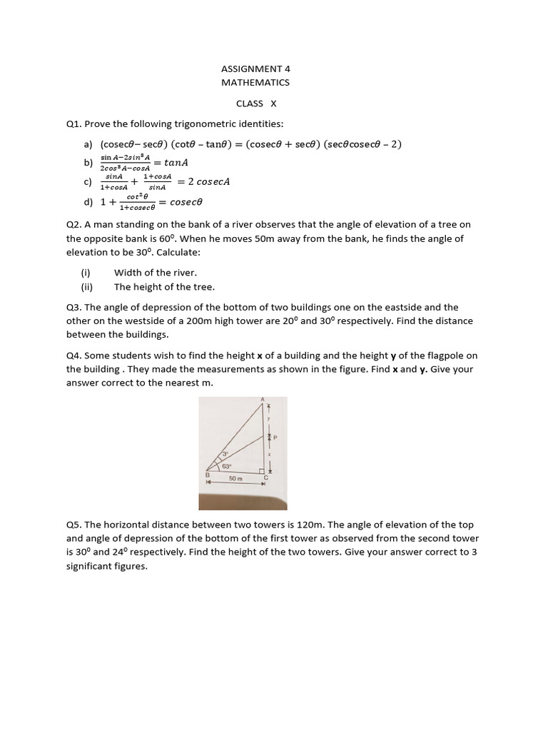 Assignment 4 Mathematics X | PDF