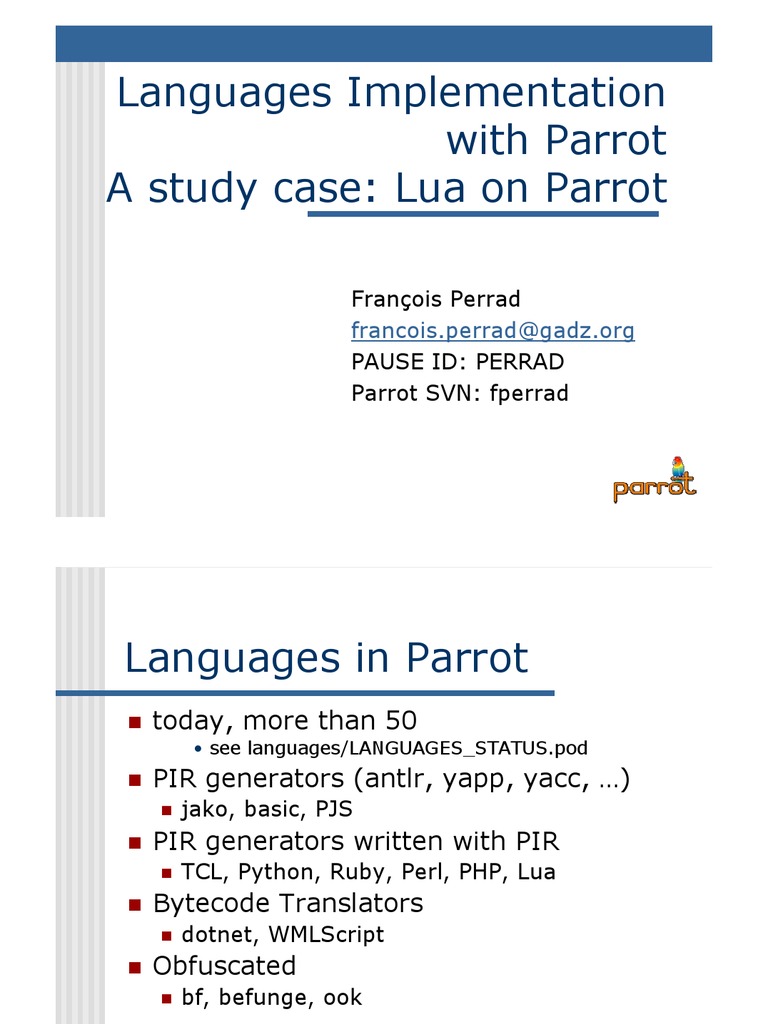 Lua Implementation on Parrot VM | PDF | Formalism (Deductive ...