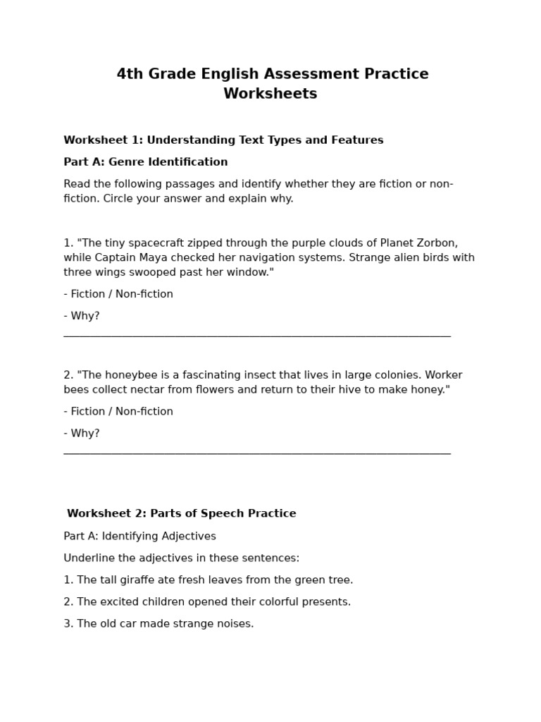 4th Grade English Practice | PDF | Question | Linguistic Morphology
