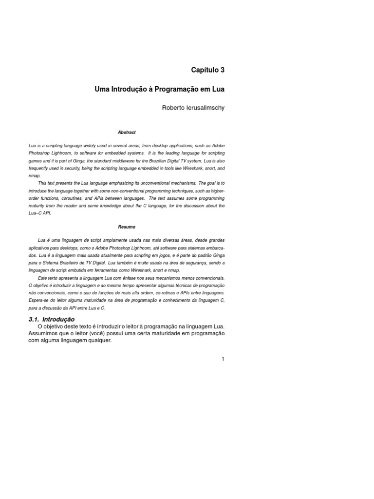 Uma Introdução À Programação em Lua | PDF | Linguagem de programação ...