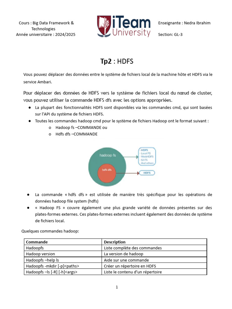Commandes HDFS pour gestion de données | PDF | Apache Hadoop | Fichier ...