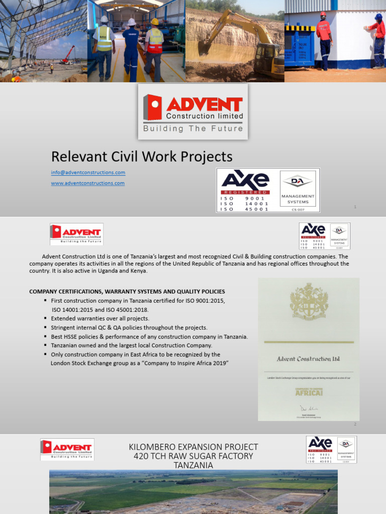 Major Civil Projects by Advent Construction | PDF | Water Supply | Canal